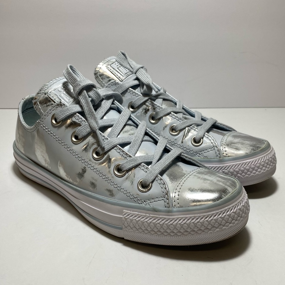 Converse Chuck Taylor All Star Brush Leather Women’s Silver Metallic Sneakers 6